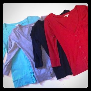 Set of 4 cardigans Gray, Navy. teal, Red, Small
